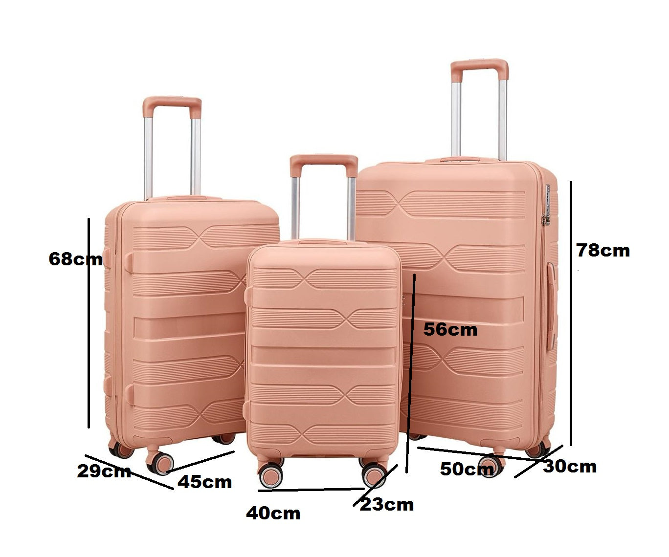 Blue Carry-On Hard Luggage Suitcase 3Pcs Sets on 4Wheels Oxford Luggage 3007