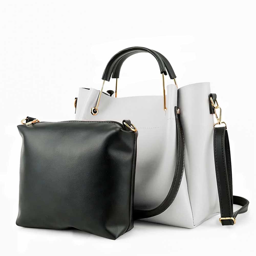 Grey 2 in 1 Ladies Tote Bag 8850-2